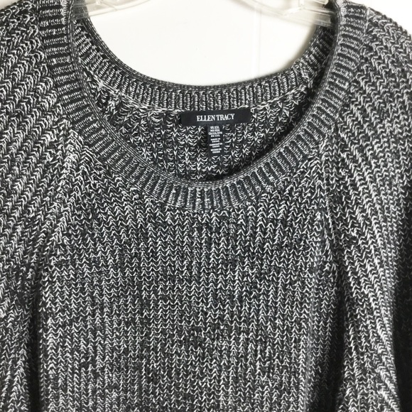 Ellen Tracy Black & White Hi-Low Hem Chunky Knit Sweater Size XXL - Picture 2 of 4